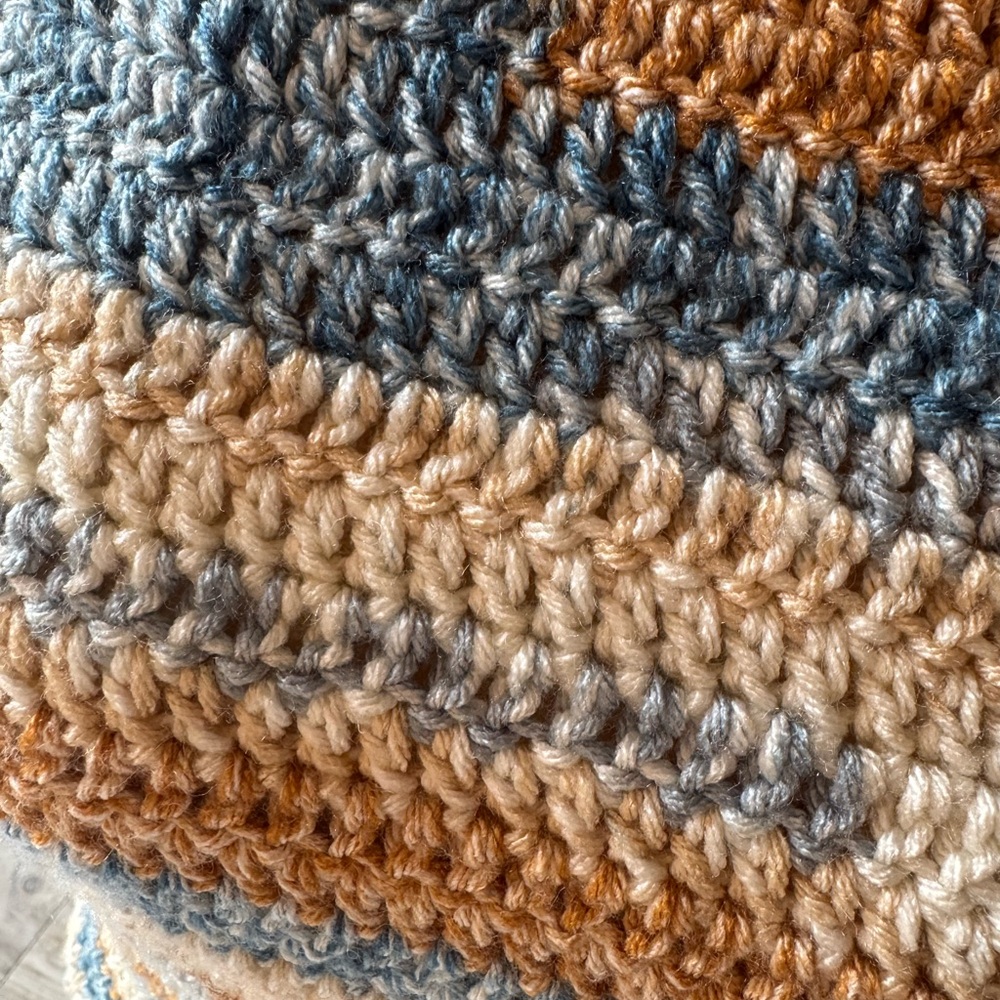 Striped Crochet Halter Top in Blues and Browns, Handmade 🤎💙 - Picture 3 of 6
